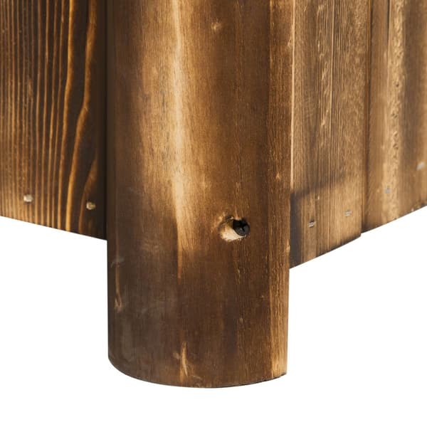 Rootz Jardinière på Stand - Flower Basin - Raised Planter Box - Rustic -Chic Elegance - 70L X 35W X 30H CM - Charred Spruce Wood