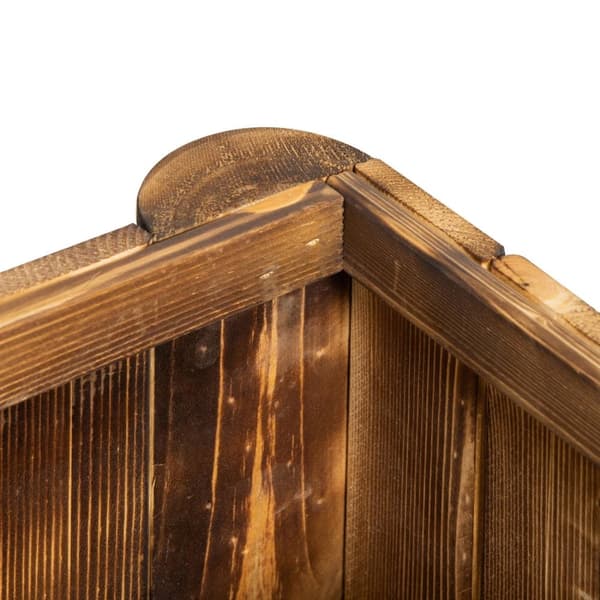 Rootz Jardinière på Stand - Flower Basin - Raised Planter Box - Rustic -Chic Elegance - 70L X 35W X 30H CM - Charred Spruce Wood