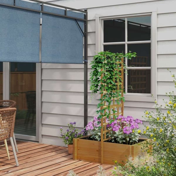 Rootz Square Raised Bed Flower Bed - Planter Box - Garden Box - Weatherproof Fir Wood - 100 x 60 x 150 cm