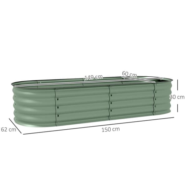 Rootzin nostettu sängyn neliömäinen istutuslaatikko - puutarhakukka laatikko - modulaarinen teräs vihanneskasvi - maaperän lämmönpidätys - 150 x 62 x