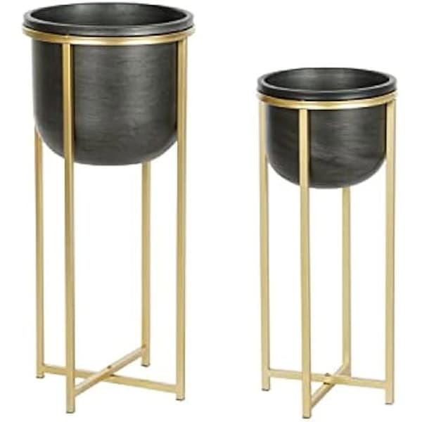 Set med blomkrukor - DKD HOME DECOR - Svart - Metall - 28,5 x 28,5 x 65,5 cm