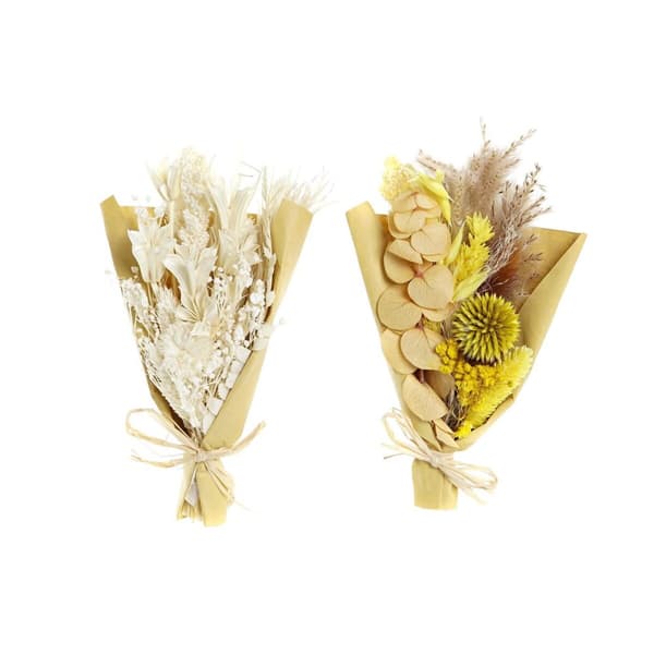 Bunt DKD Home Decor Beige Gul Torkad blomma (10 x 5 x 18 cm) (2 antal)