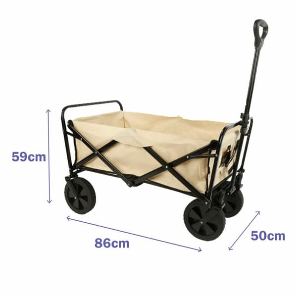 Marbueno Sammenklappelig Vogn Stål 150 KG Beige Have, Strand og Camping 86X50X59 cm