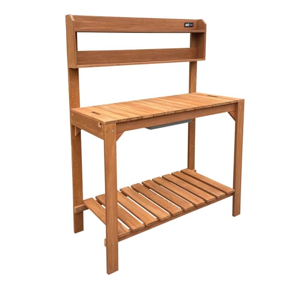 AXI Planteringsbord med skjutbar bänkskiva, Brun | Trädgårdsarbetsbord FSC 100% hemlock trä - Praktiskt planteringsbord med förvaring för