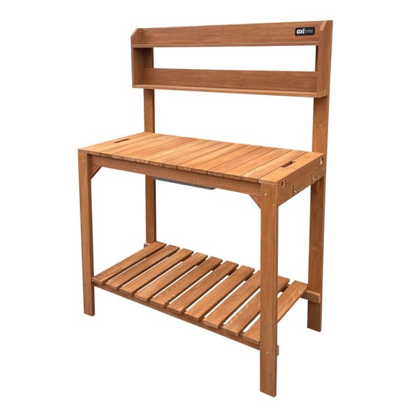 AXI Planteringsbord med skjutbar bänkskiva, Brun | Trädgårdsarbetsbord FSC 100% hemlock trä - Praktiskt planteringsbord med förvaring för
