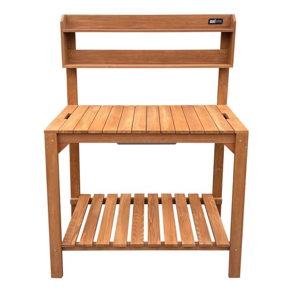 AXI Planteringsbord med skjutbar bänkskiva, Brun | Trädgårdsarbetsbord FSC 100% hemlock trä - Praktiskt planteringsbord med förvaring för