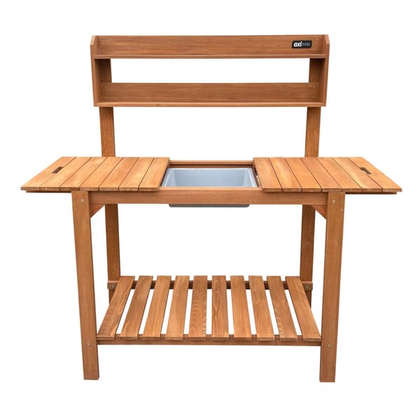 AXI Planteringsbord med skjutbar bänkskiva, Brun | Trädgårdsarbetsbord FSC 100% hemlock trä - Praktiskt planteringsbord med förvaring för