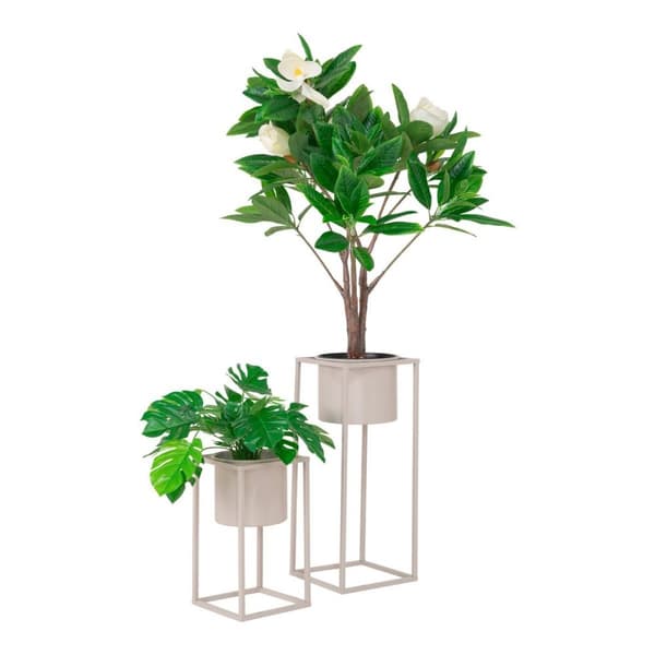 Rootz 2 Piece Marla Flowerpot Set - Moderna planterare - Stålkrukor - Samtida design - 17x17x31cm & 19.5x19.5x50.5cm