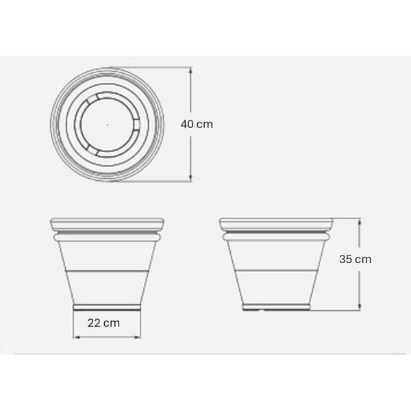 Kloris Rund Traditionell Planter med Rund Banner 40 cm, Vit