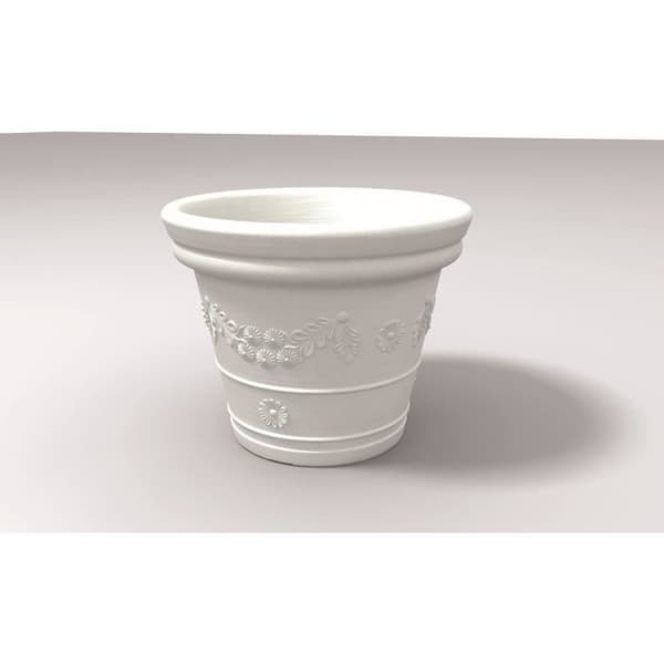 Kloris Rund Traditionell Planter med Rund Banner 40 cm, Vit