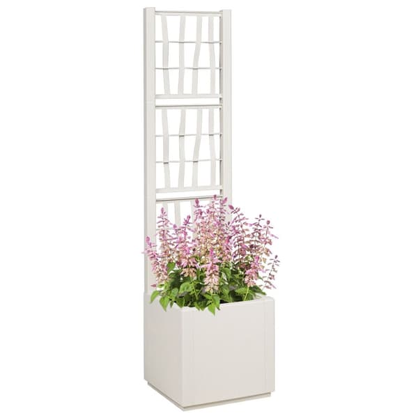 vidaXL Hageplanter med Gitter Hvit 36x36x140 cm PP