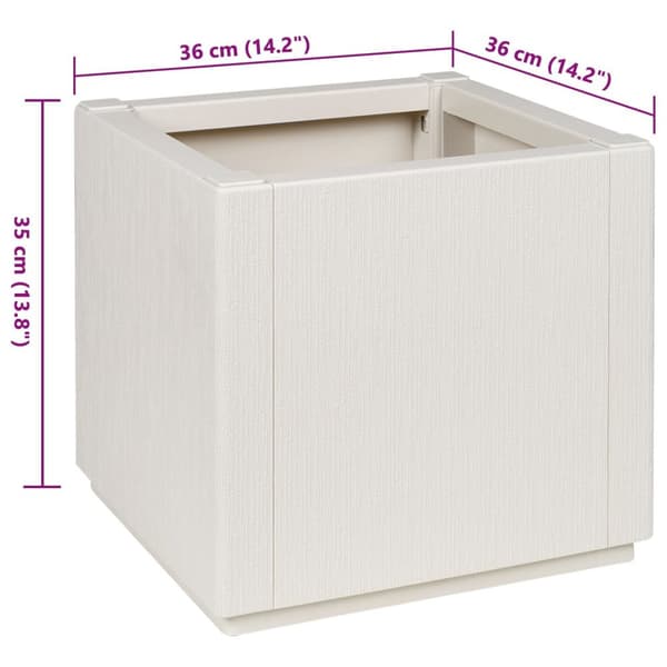 vidaXL Hagepotte Hvit 36x36x35 cm PP