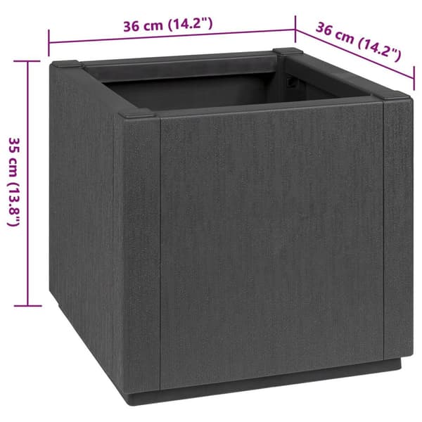 vidaXL Haveplantekasse Grafit PP (polypropylen) 36 x 36 x 35 cm