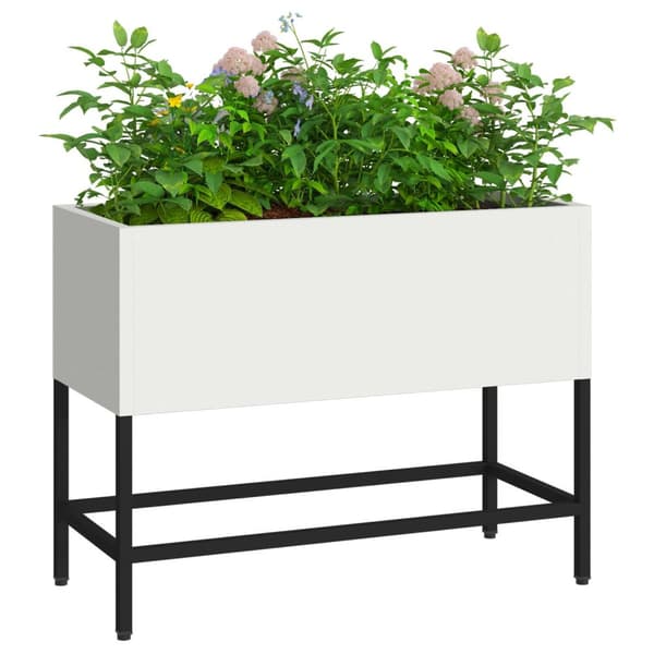 vidaXL Høy Bedplanter 60x26x45 cm Hvit Stål