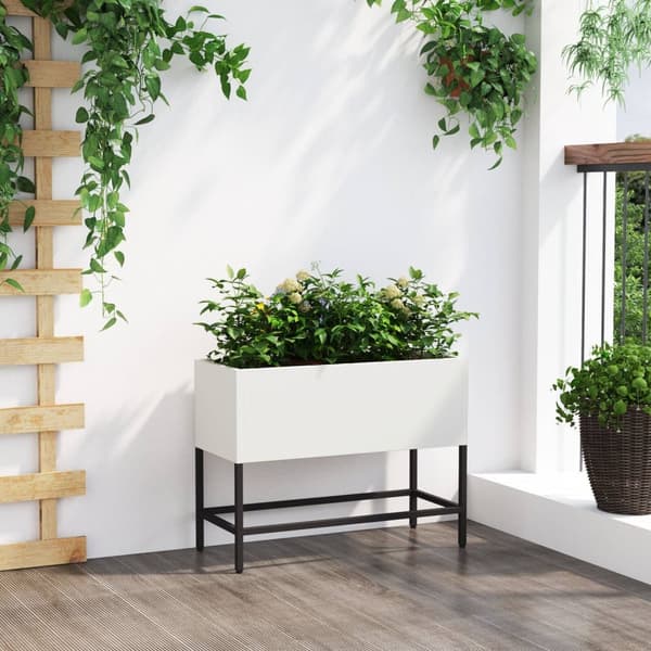 vidaXL Høy Bedplanter 60x26x45 cm Hvit Stål