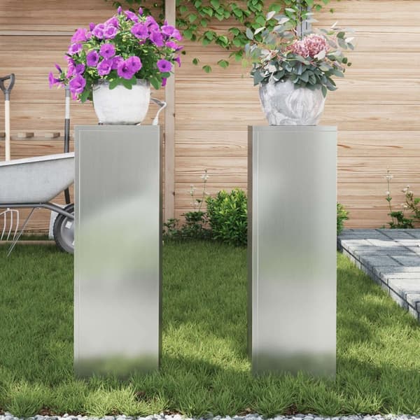 vidaXL ulkoiset kasvitelineet Pilar 2 kpl 24x24x75 cm galvanoitua terästä