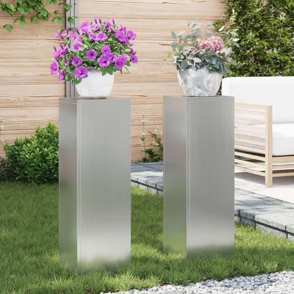 vidaXL ulkoiset kasvitelineet Pilar 2 kpl 24x24x75 cm galvanoitua terästä