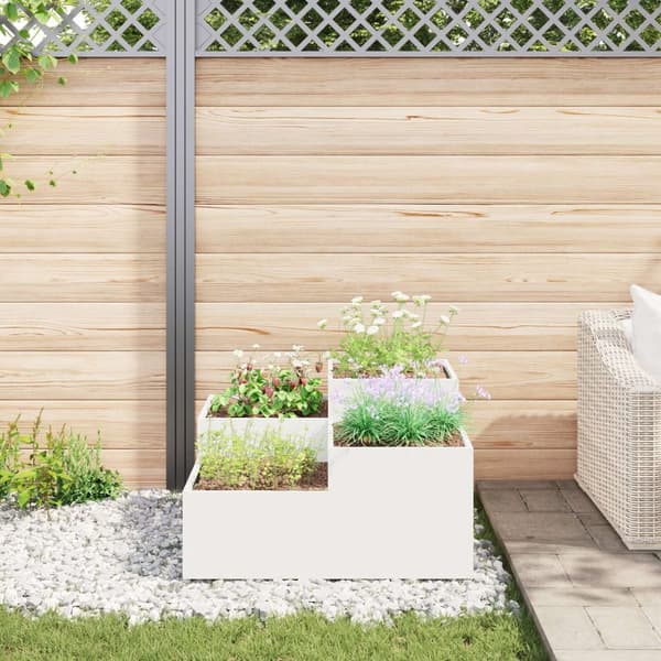 vidaXL Havekasse Hvid Koldvalset stål 80 x 80 x 48 cm Kasser