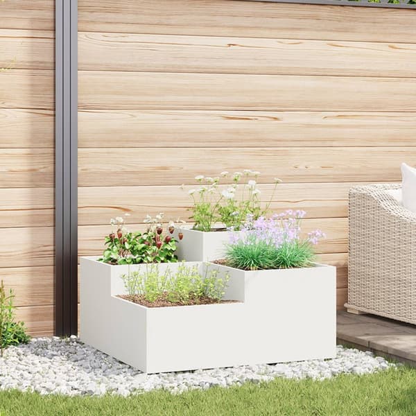 vidaXL Havekasse Hvid Koldvalset stål 80 x 80 x 48 cm Kasser