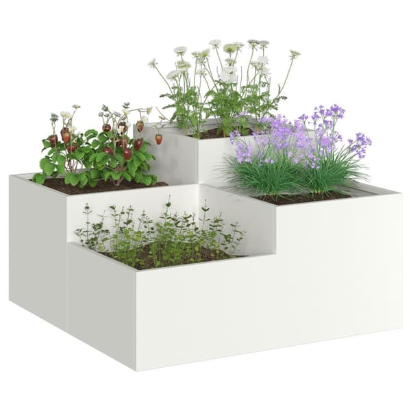 vidaXL Hagekasse 80x80x48 cm Hvit Stål