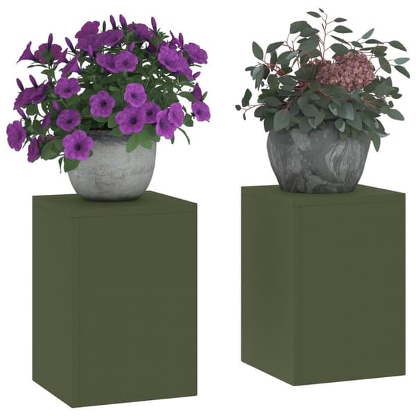 vidaXL Plantställ Set om 2 Olivgrön Kallvalsat stål 24 x 24 x 35 cm
