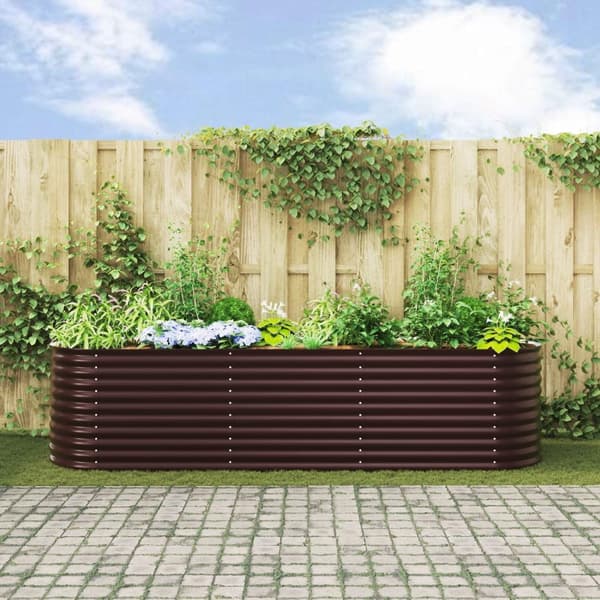 vidaXL Hagehevet Bed Brun 320x80x81 cm Galvanisert Stål