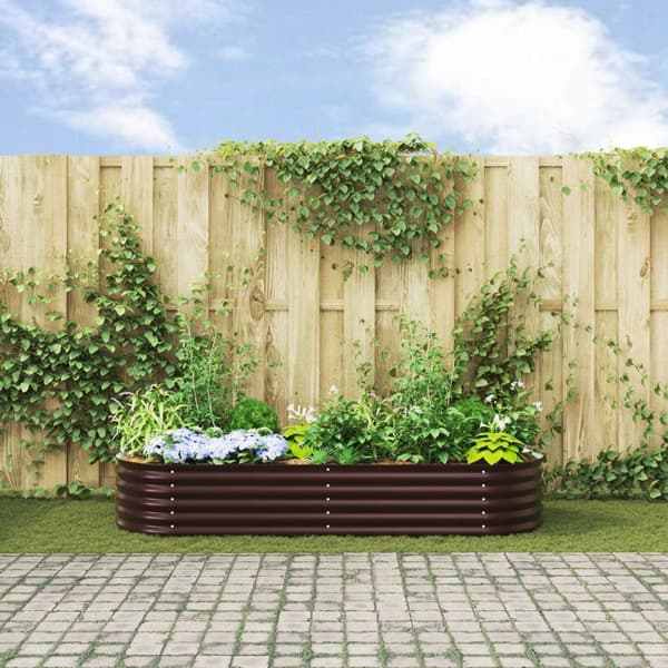 vidaXL Trädgårdsbädd Brun Galvaniserat stål 240 x 80 x 44 cm Hållbar