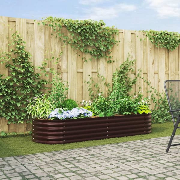 vidaXL Trädgårdsbädd Brun Galvaniserat stål 240 x 80 x 44 cm Hållbar