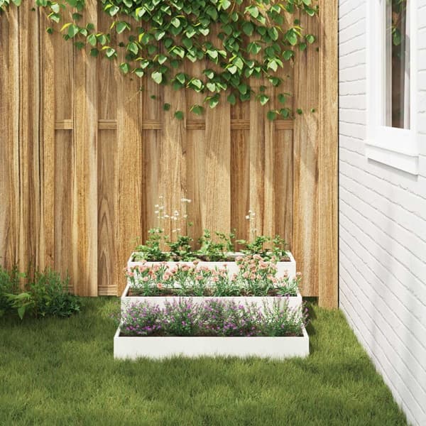 vidaXL hagekasse 3-tier 90x90x35 cm Hvit Stål