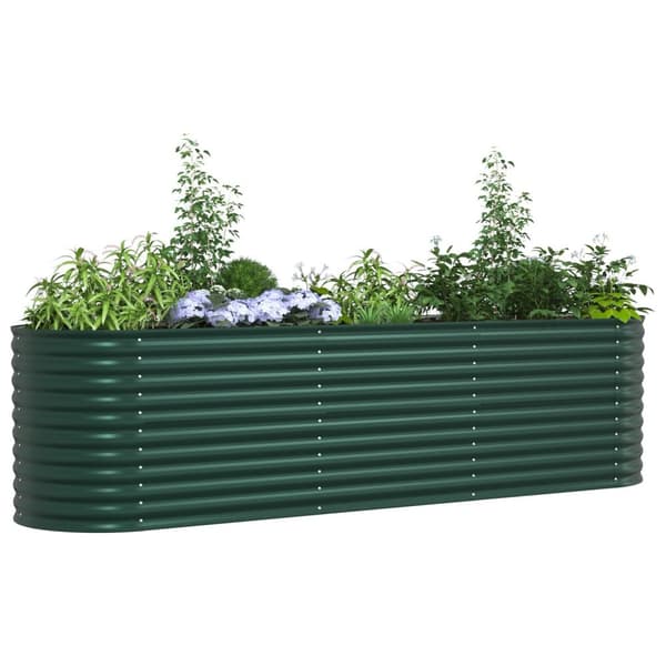 vidaXL Trädgårdslyftbädd Grön Galvaniserat stål 320 x 80 x 81 cm Hållbar