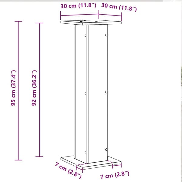 vidaXL Kasviteline 2 kpl Musta Tammi 30x30x95 cm Tekninen Puu