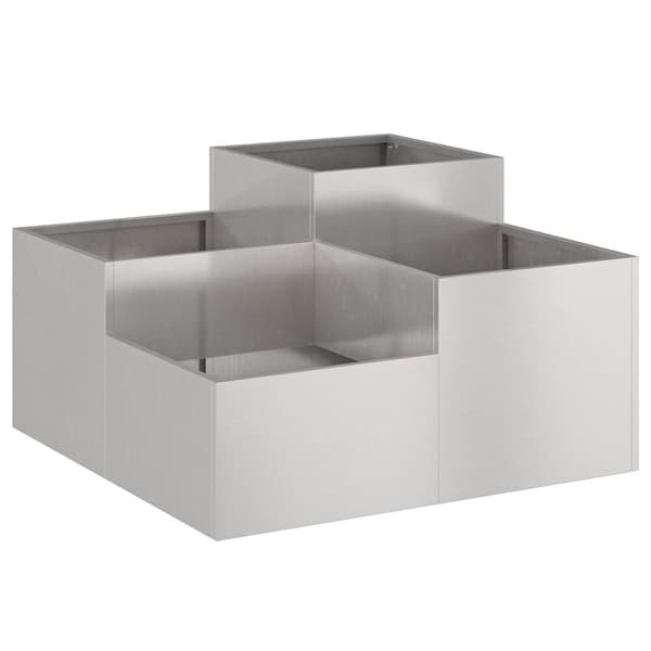 vidaXL Haveplanter Sølv Rustfrit stål 80 x 80 x 48 cm Plantere