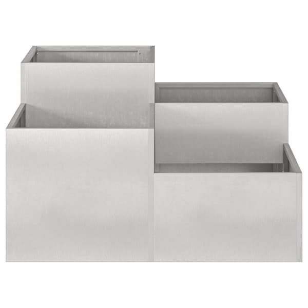 vidaXL Haveplanter Sølv Rustfrit stål 80 x 80 x 48 cm Plantere