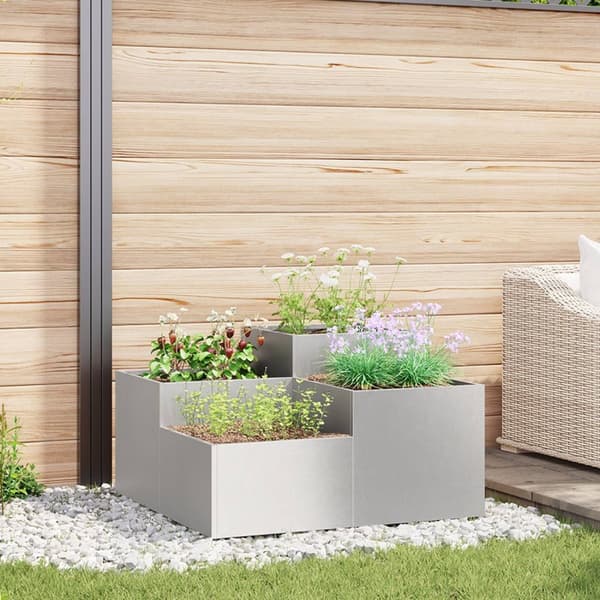 vidaXL Haveplanter Sølv Rustfrit stål 80 x 80 x 48 cm Plantere