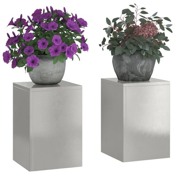 vidaXL uteplanteholdere søyle 2 stk 24x24x35 cm rustfritt stål