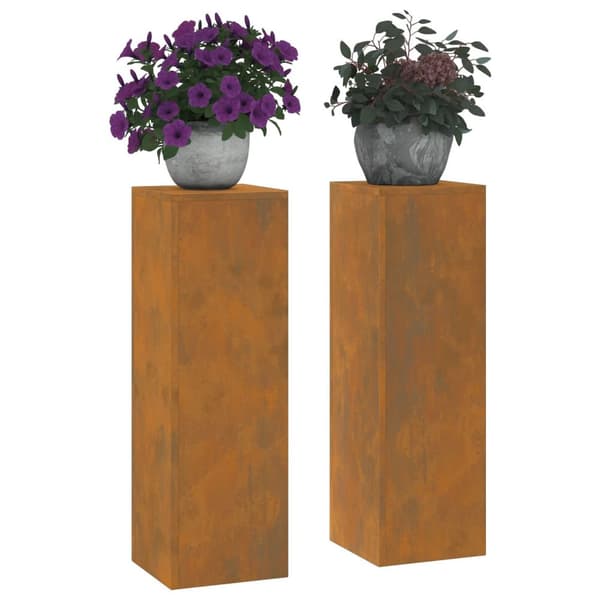vidaXL Planteholdere Sæt af 2 Rustne Vejrbestandigt stål 24 x 24 x 75 cm