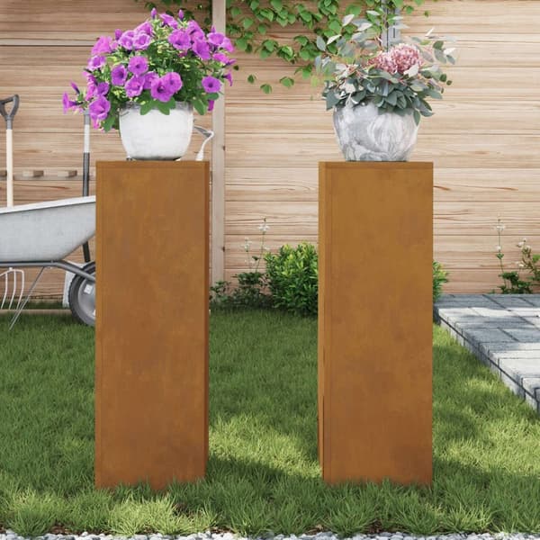 vidaXL Planteholdere Sæt af 2 Rustne Vejrbestandigt stål 24 x 24 x 75 cm