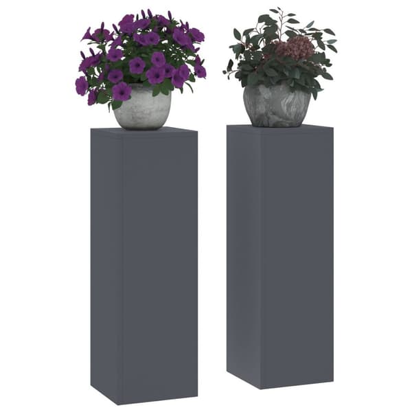 vidaXL Utendørs Plante Stativ 2 stk Antrasitt 24x24x75 cm Stål