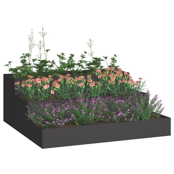 vidaXL Hagekasse 3-lags 90x90x35 cm Svart Stål