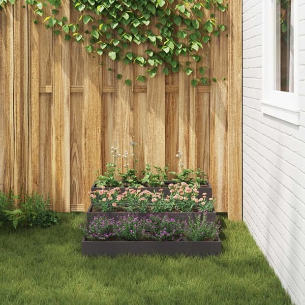 vidaXL Hagekasse 3-lags 90x90x35 cm Svart Stål