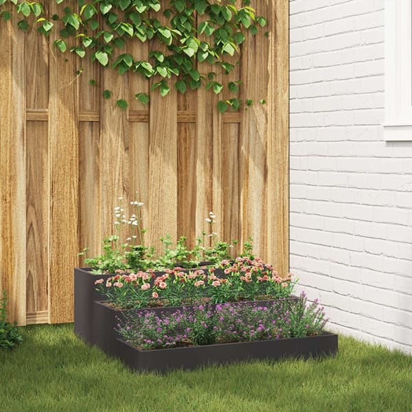 vidaXL Hagekasse 3-lags 90x90x35 cm Svart Stål