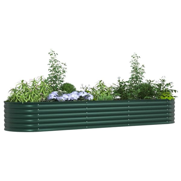 vidaXL Have hævet bed Grøn Galvaniseret stål 320 x 80 x 44 cm Holdbar