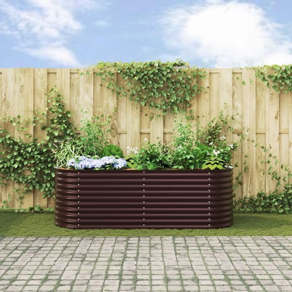 vidaXL Hagehevet Bed Brun 240x80x81 cm Galvanisert Stål
