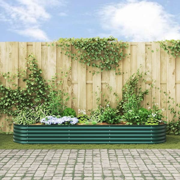 vidaXL Trädgårdsbädd Grön Galvat stål 320 x 80 x 44 cm Hållbar