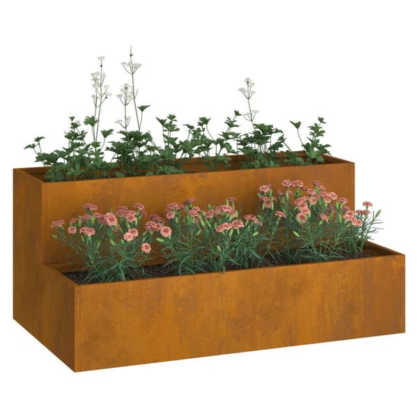 vidaXL Puutarhapenkit 2-Tasoinen 100x60x45 cm Säänkestävä Teräs