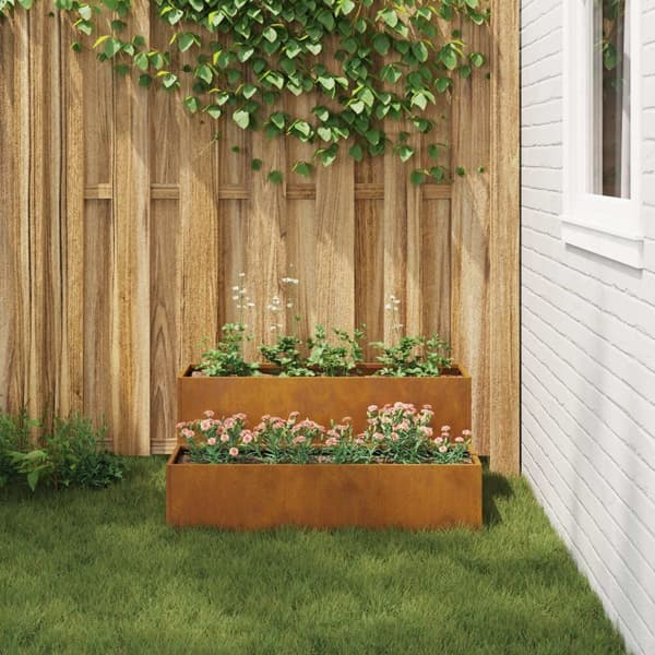 vidaXL Puutarhapenkit 2-Tasoinen 100x60x45 cm Säänkestävä Teräs