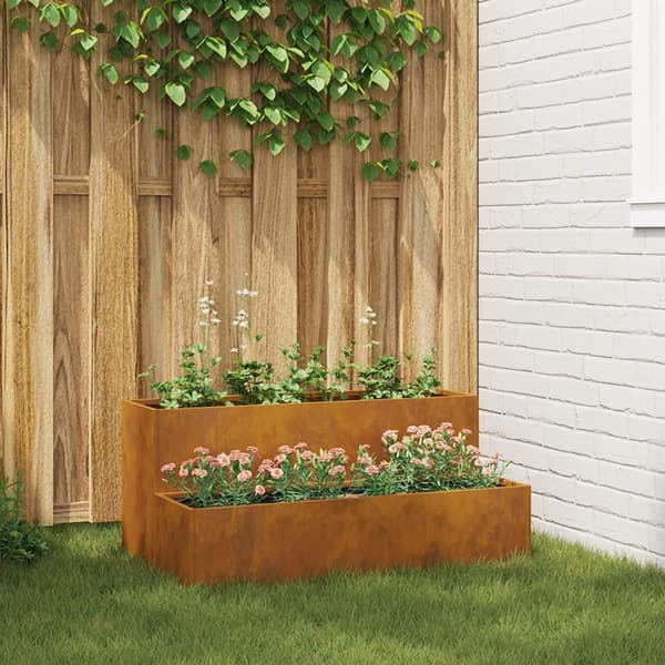 vidaXL Puutarhapenkit 2-Tasoinen 100x60x45 cm Säänkestävä Teräs