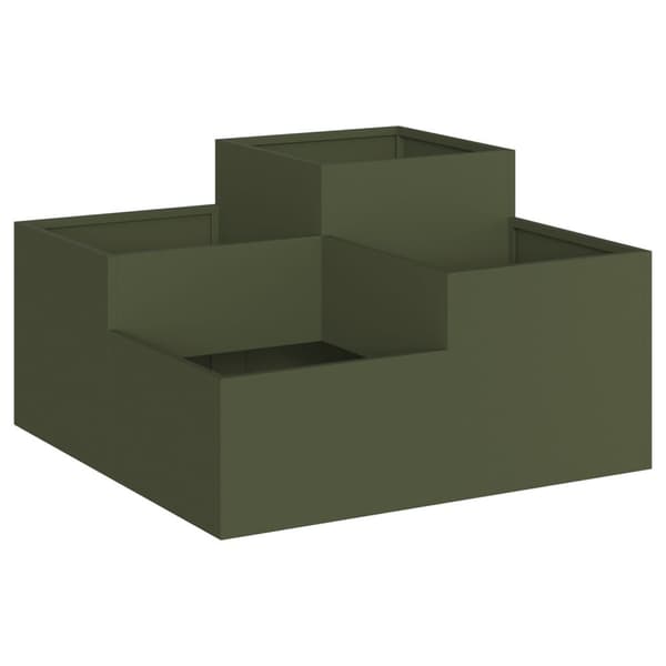 vidaXL Haveplantekasse Olive grøn Koldvalset stål 80 x 80 x 48 cm