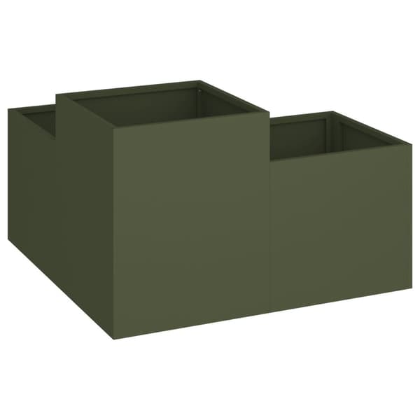 vidaXL Haveplantekasse Olive grøn Koldvalset stål 80 x 80 x 48 cm