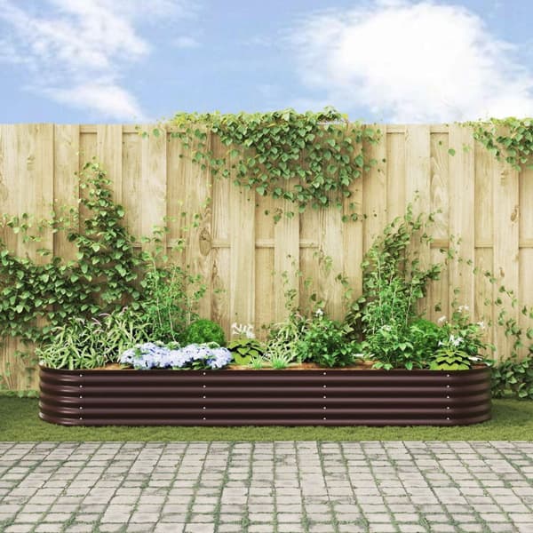 vidaXL Hagehevet seng Brun 320x80x44 cm Galvanisert stål